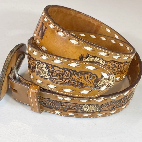 KONA KUT by Nocona Custom Vintage Tooled Western Belt JOHN - Picture 2 of 8